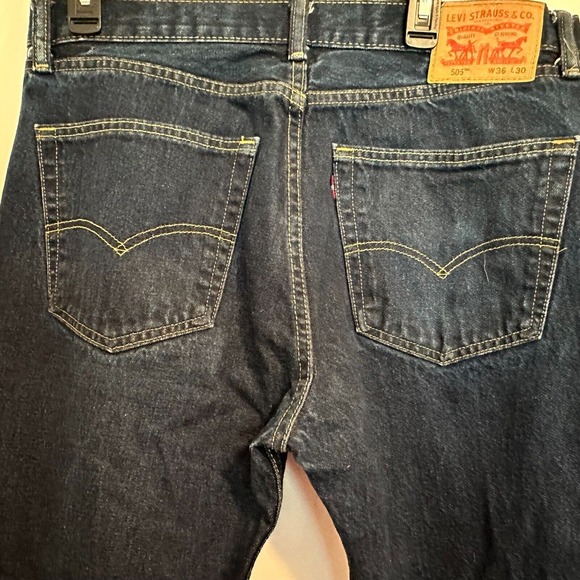 LEVI'S 505 Regular Fit 36x30 Straight leg Denim Blue Jeans Deep Dark Fade *CLEAN - Picture 2 of 9